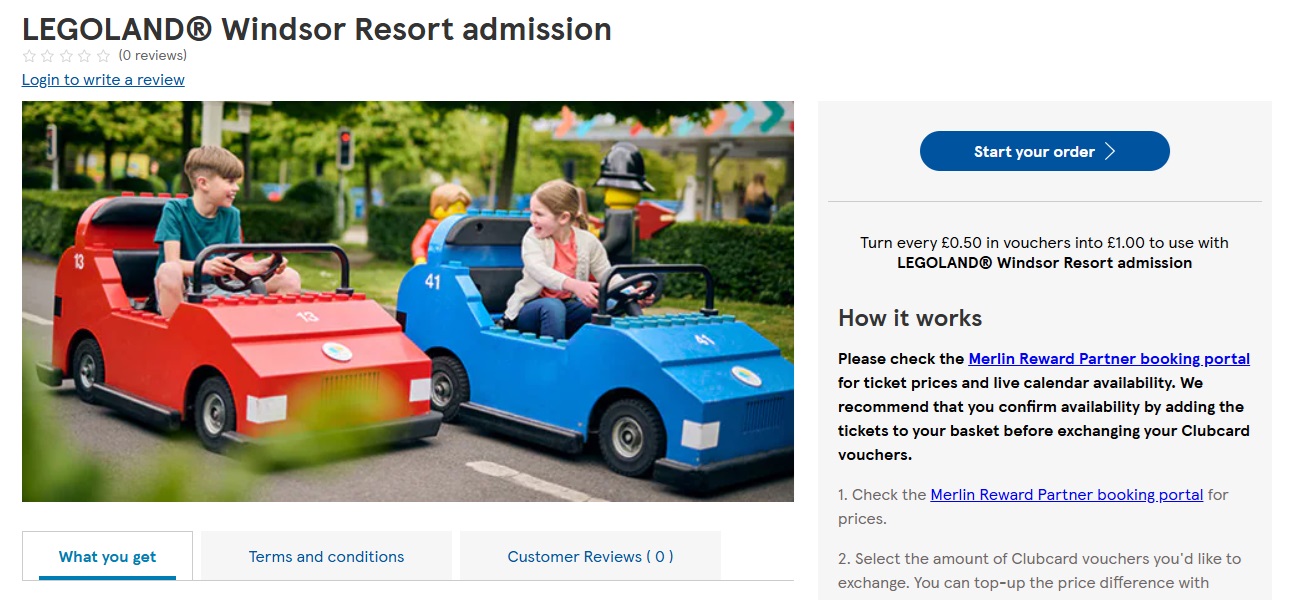 LegoLand Windsor Tesco Club Card points